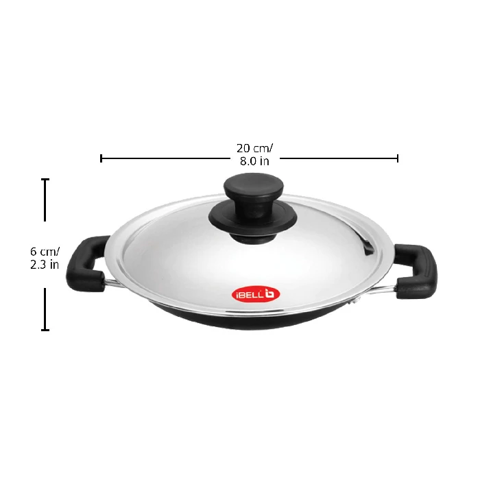 BELL Premium Non-Stick Aluminium Appam Pan with Lid, Appachatty, 200mm, Silver, 1 kg-5.webp